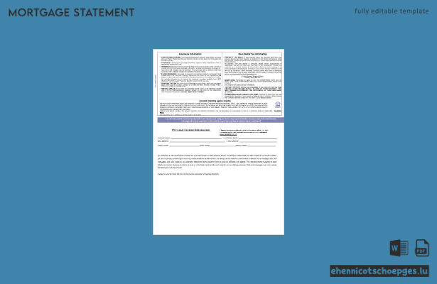 Hypothekenabrechnung der Santander Bank (Vereinigtes Königreich) im Word- und PDF-Format, 3 Seiten, Beispielvorschau